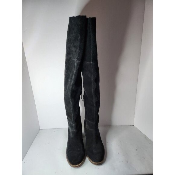 Lucky Brand Womens Ramsden Over The Knee Boots Sz 8.5M Black Leather Heeled Tall - Picture 8 of 13